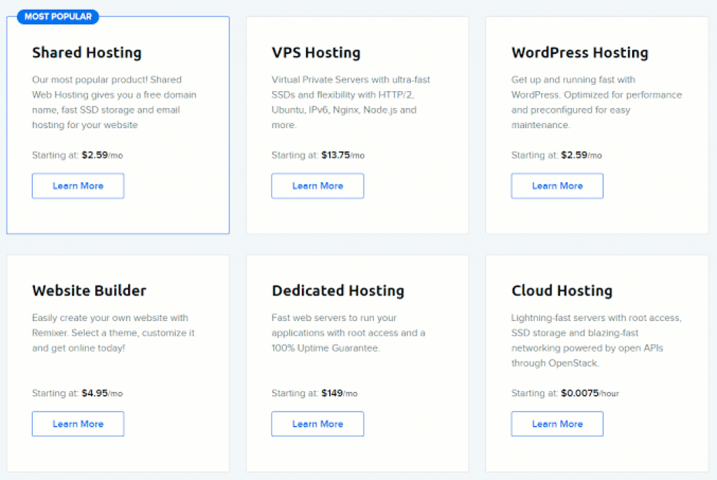Dreamhost hosting plans all