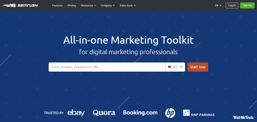 SEMrush SEO tool home SEMrush Free Trial