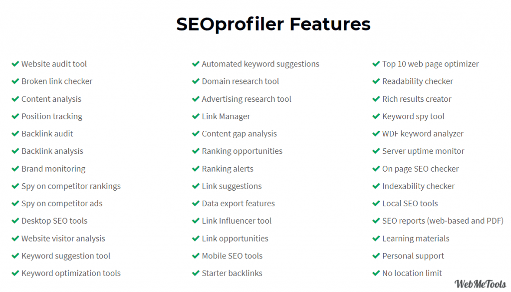 SEOprofiler features