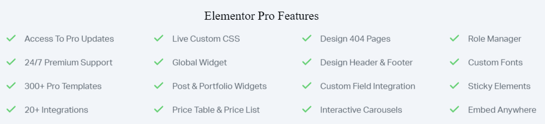 Elementor Pro Features Elementor Pro