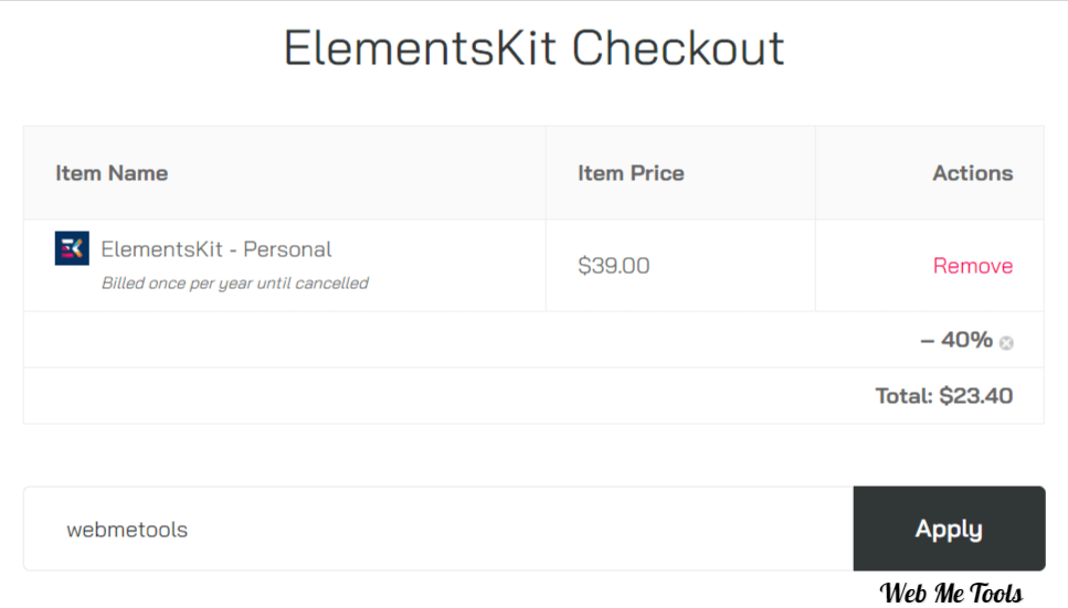 elementskit discount coupon code