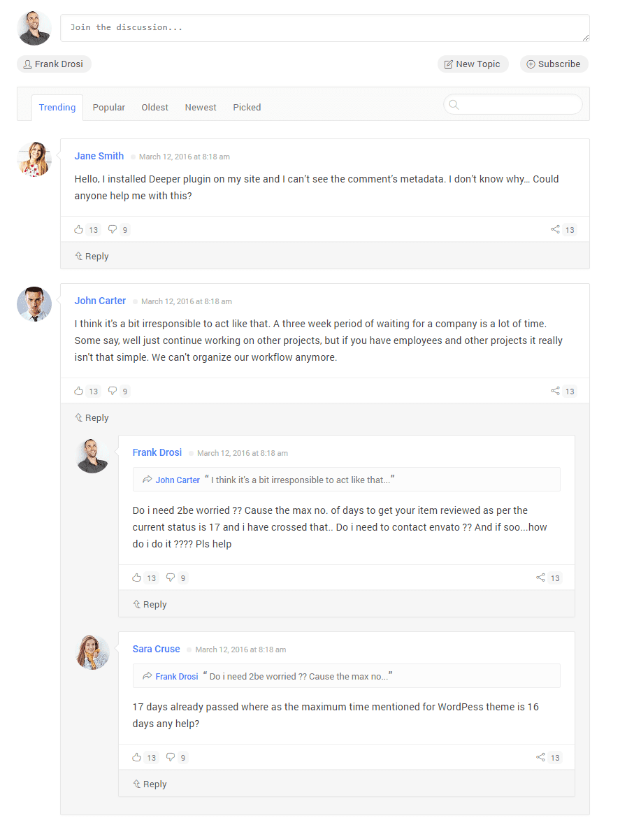 How Blog Comment Appears