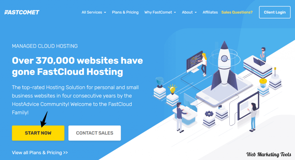 FastComet Managed Cloud Hosting home page FastComet Pricing Plans 2026 - Choose The Right Plan For You