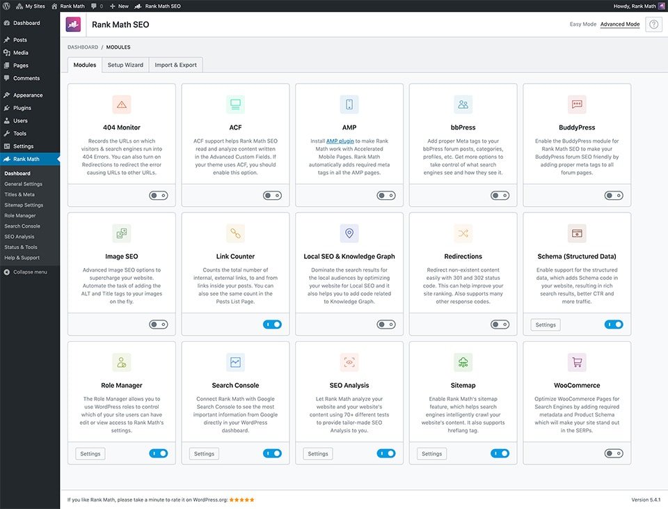 Rank Math Rank-Math WordPress Dashboard