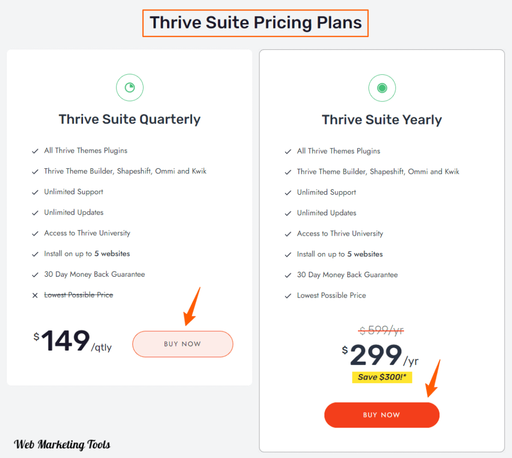 Thrive Suite Pricing Plans Thrive Suite Pricing Plans