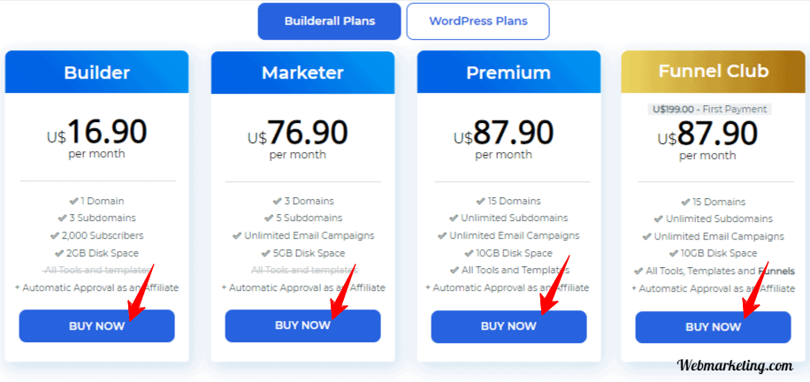 Builderall Plans 1 1 Builderall pricing 2023