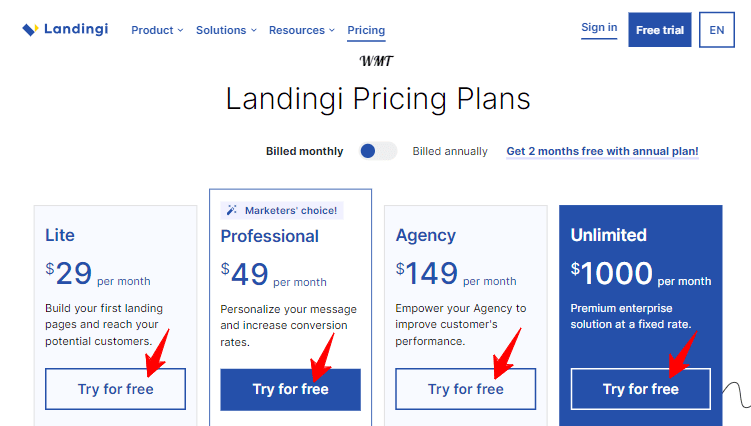 Landingi Monthly Plan 