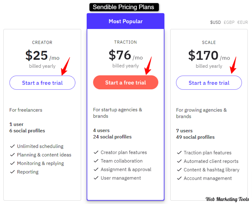 Social Media Management Pricing Plans Sendible 1 Sendible Pricing-Plans