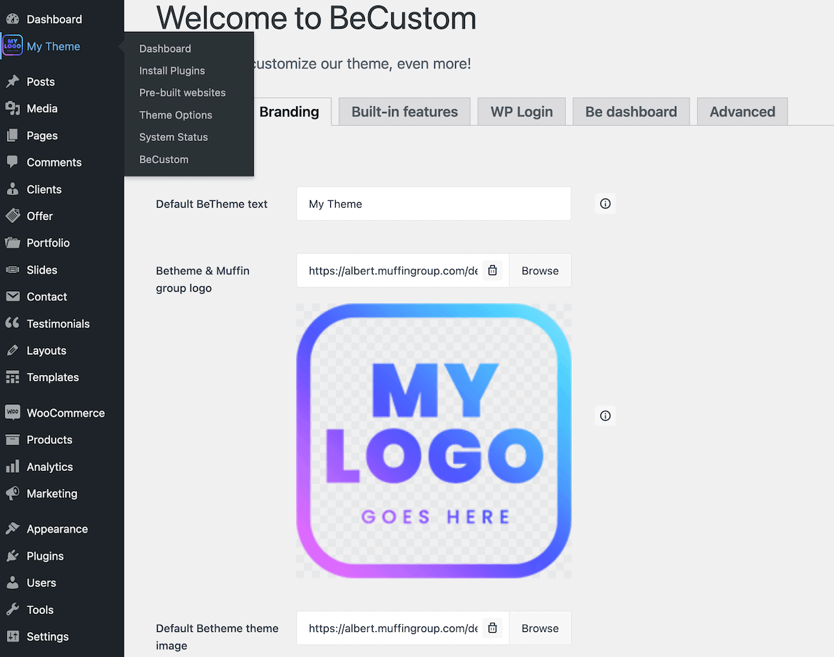 BeTheme custom-dashboard