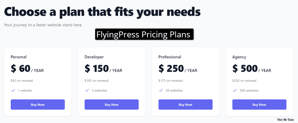FlyingPress Pricing Plans FlyingPress Pricing Plans