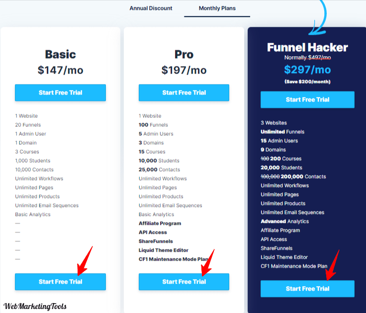 Plans Pricing ClickFunnels Full Pricing 1 ClickFunnels Plans Features and Price