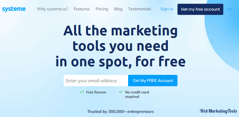 Systeme io hompage 1 Systeme.io review -homepage